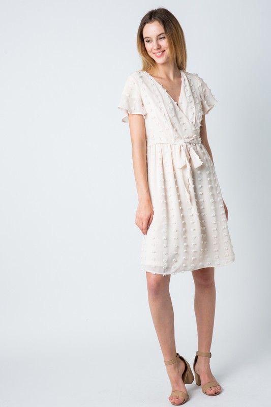 Piper Cream Swiss Dot Wrap Dress | A ...